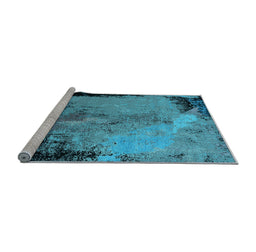 Sideview of Machine Washable Oriental Light Blue Industrial Rug, wshurb2466lblu