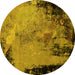 Round Oriental Yellow Industrial Rug, urb2466yw