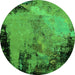 Round Oriental Green Industrial Rug, urb2466grn