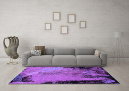 Machine Washable Oriental Purple Industrial Area Rugs in a Living Room, wshurb2466pur
