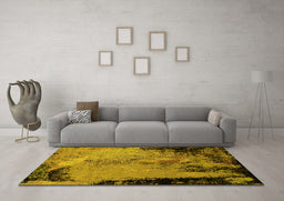 Machine Washable Oriental Yellow Industrial Rug in a Living Room, wshurb2466yw