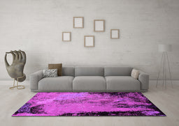 Machine Washable Oriental Pink Industrial Rug in a Living Room, wshurb2466pnk