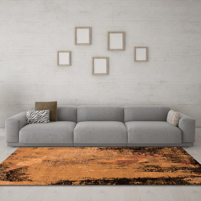 Machine Washable Oriental Orange Industrial Area Rugs in a Living Room, wshurb2466org