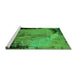 Sideview of Machine Washable Oriental Green Industrial Area Rugs, wshurb2466grn