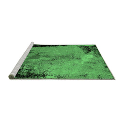 Sideview of Machine Washable Oriental Emerald Green Industrial Area Rugs, wshurb2466emgrn