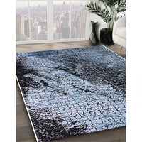 Mid-Century Modern Jeans Blue Oriental Rug, urb2467