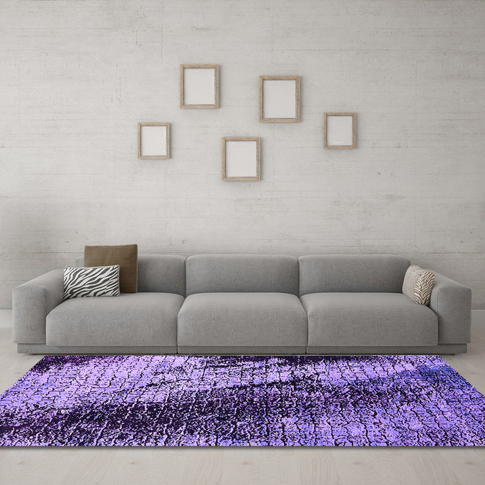 Machine Washable Oriental Purple Industrial Area Rugs in a Living Room, wshurb2467pur