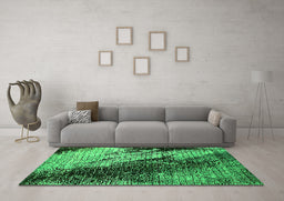 Machine Washable Oriental Green Industrial Area Rugs in a Living Room,, wshurb2467grn