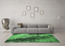 Machine Washable Oriental Emerald Green Industrial Area Rugs in a Living Room,, wshurb2467emgrn
