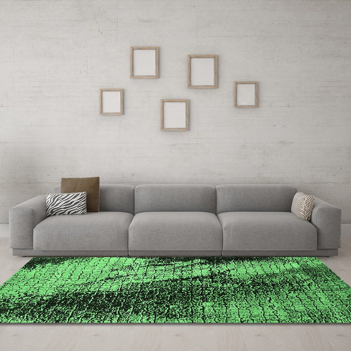Machine Washable Oriental Emerald Green Industrial Area Rugs in a Living Room,, wshurb2467emgrn