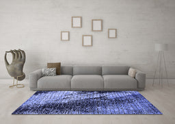 Machine Washable Oriental Blue Industrial Rug in a Living Room, wshurb2467blu