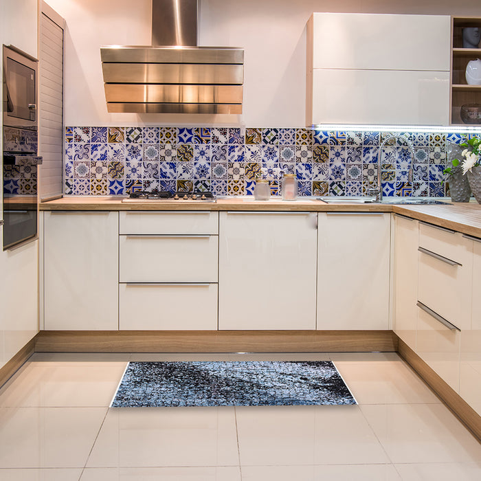 Mid-Century Modern Jeans Blue Oriental Rug in a Kitchen, urb2467