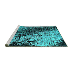 Sideview of Machine Washable Oriental Turquoise Industrial Area Rugs, wshurb2467turq