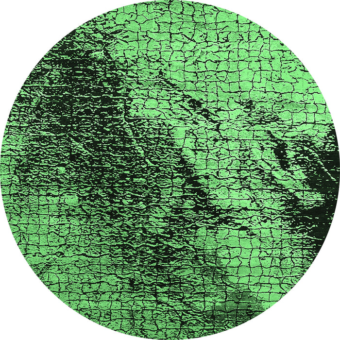 Round Machine Washable Oriental Emerald Green Industrial Area Rugs, wshurb2467emgrn