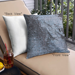 Front View of Mid-Century Modern Urban Square Jeans Blue Throw Pillow, 18 inch by 18 inch, pwurb2467