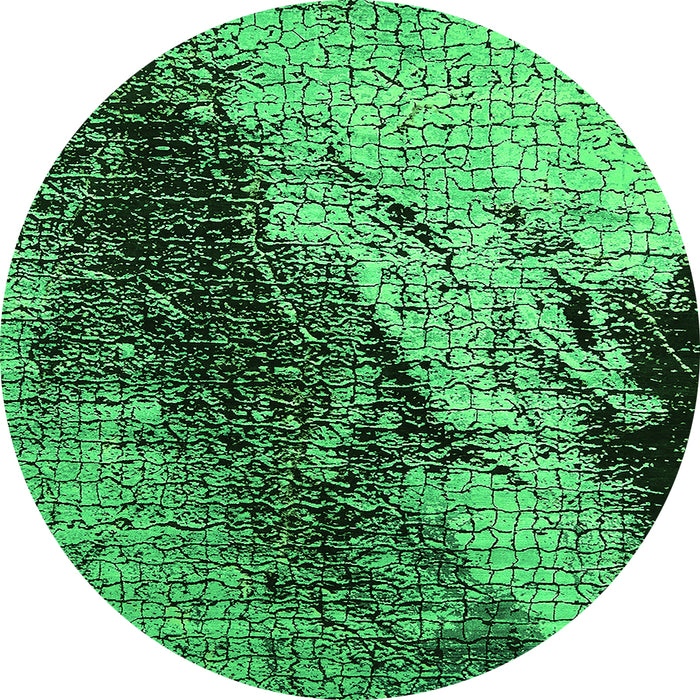 Round Machine Washable Oriental Green Industrial Area Rugs, wshurb2467grn