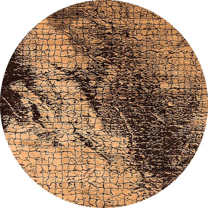 Round Machine Washable Oriental Orange Industrial Area Rugs, wshurb2467org