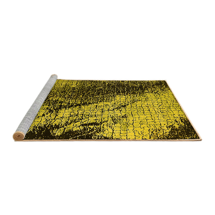 Sideview of Machine Washable Oriental Yellow Industrial Rug, wshurb2467yw
