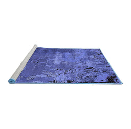 Sideview of Machine Washable Oriental Blue Industrial Rug, wshurb2468blu