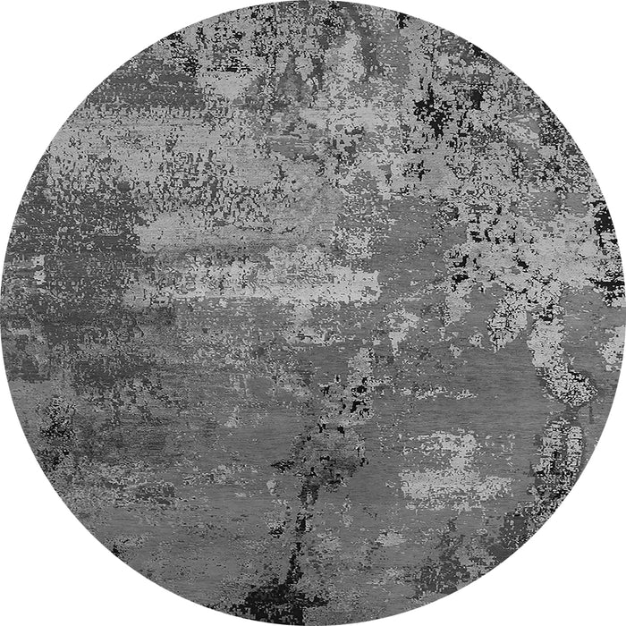 Round Machine Washable Oriental Gray Industrial Rug, wshurb2468gry