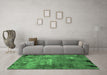 Machine Washable Oriental Emerald Green Industrial Area Rugs in a Living Room,, wshurb2468emgrn