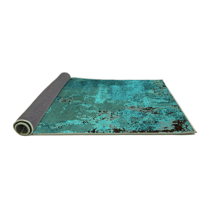 Sideview of Oriental Turquoise Industrial Rug, urb2468turq