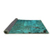 Sideview of Oriental Turquoise Industrial Rug, urb2468turq