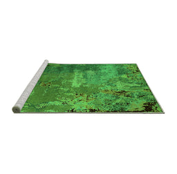 Sideview of Machine Washable Oriental Green Industrial Area Rugs, wshurb2468grn