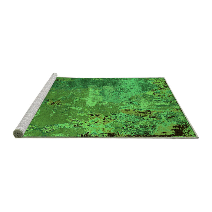 Sideview of Machine Washable Oriental Green Industrial Area Rugs, wshurb2468grn