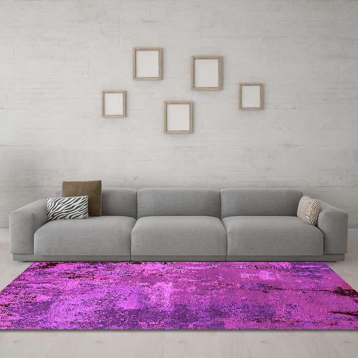 Machine Washable Oriental Pink Industrial Rug in a Living Room, wshurb2468pnk