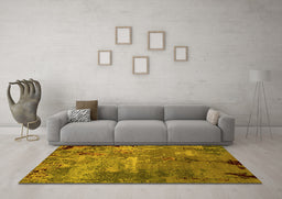 Machine Washable Oriental Yellow Industrial Rug in a Living Room, wshurb2468yw