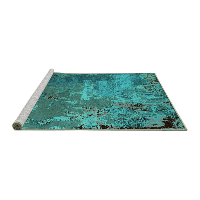 Sideview of Machine Washable Oriental Turquoise Industrial Area Rugs, wshurb2468turq
