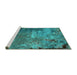 Sideview of Machine Washable Oriental Turquoise Industrial Area Rugs, wshurb2468turq