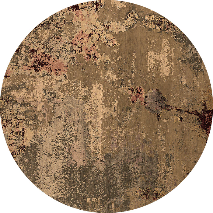 Round Oriental Brown Industrial Rug, urb2468brn