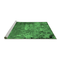 Sideview of Machine Washable Oriental Emerald Green Industrial Area Rugs, wshurb2468emgrn