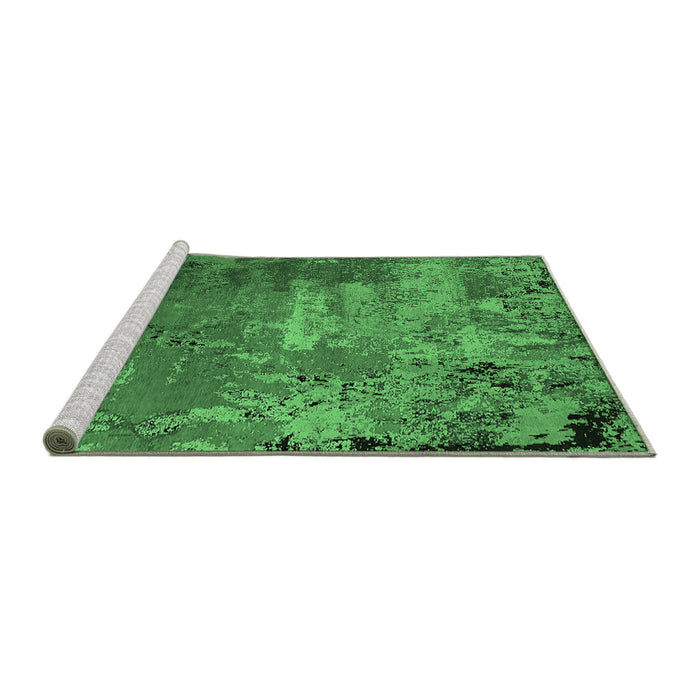 Sideview of Machine Washable Oriental Emerald Green Industrial Area Rugs, wshurb2468emgrn