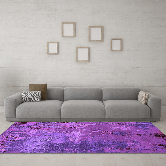 Machine Washable Oriental Purple Industrial Area Rugs in a Living Room, wshurb2468pur