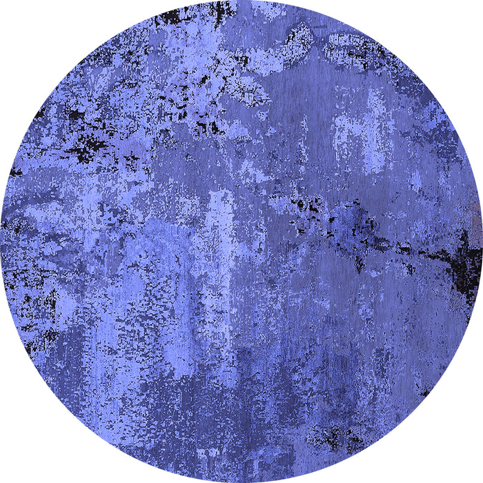 Round Oriental Blue Industrial Rug, urb2468blu