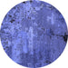 Round Oriental Blue Industrial Rug, urb2468blu