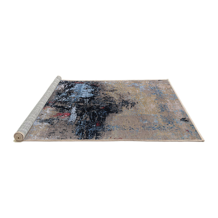 Sideview of Machine Washable Industrial Modern Carbon Gray Rug, wshurb2469