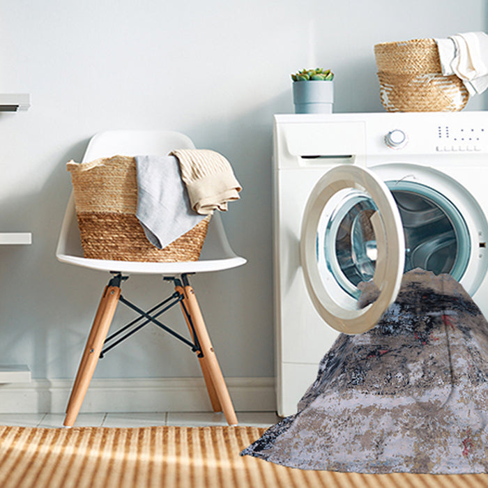 Machine Washable Industrial Modern Carbon Gray Rug in a Washing Machine, wshurb2469
