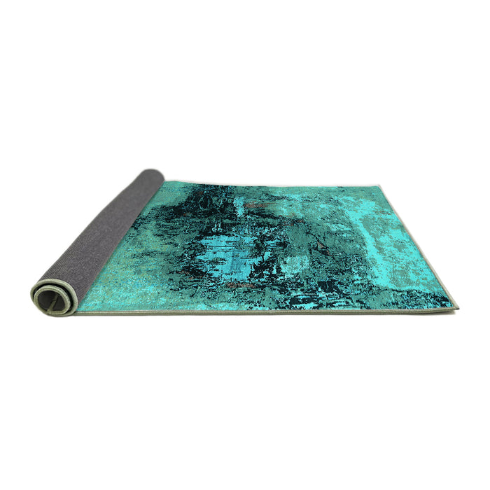 Sideview of Oriental Turquoise Industrial Rug, urb2469turq