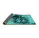 Sideview of Oriental Turquoise Industrial Rug, urb2469turq