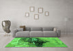 Machine Washable Oriental Green Industrial Area Rugs in a Living Room,, wshurb2469grn