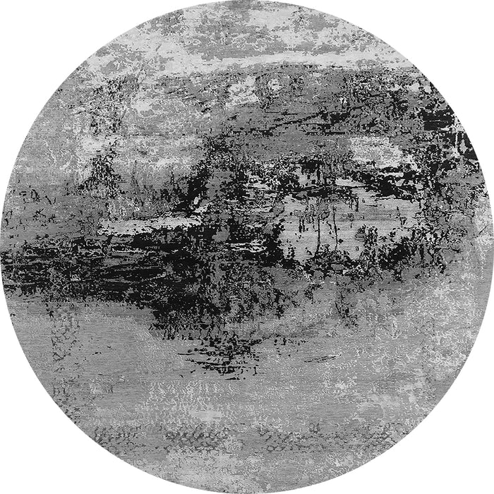 Round Oriental Gray Industrial Rug, urb2469gry