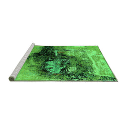 Sideview of Machine Washable Oriental Green Industrial Area Rugs, wshurb2469grn
