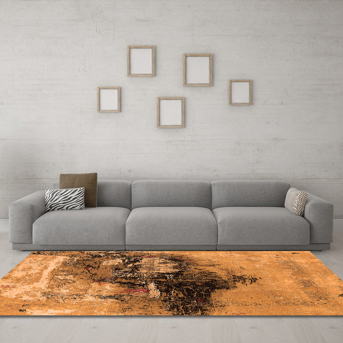 Machine Washable Oriental Orange Industrial Area Rugs in a Living Room, wshurb2469org