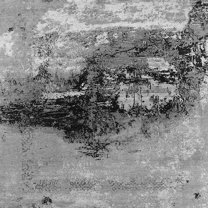 Square Machine Washable Oriental Gray Industrial Rug, wshurb2469gry