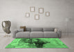 Machine Washable Oriental Emerald Green Industrial Area Rugs in a Living Room,, wshurb2469emgrn