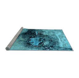 Sideview of Machine Washable Oriental Light Blue Industrial Rug, wshurb2469lblu